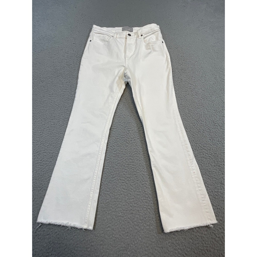Everlane Flare Jeans Womens 28 Regular White Raw Hem Coastal‎ High Rise Stretch